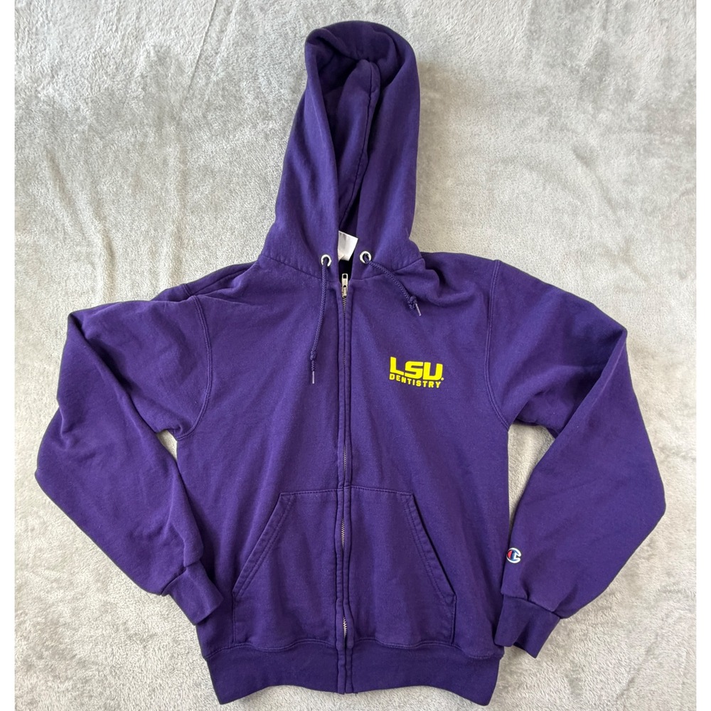 Champion Full Zip Hoodie Mens XS Purple LSU Dentistry School Logo Sweatshirt